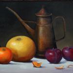 Still Life With Grapefruit, Oil on Wood Panel, 18" x 24", Collection of Brenda Reichelderfer